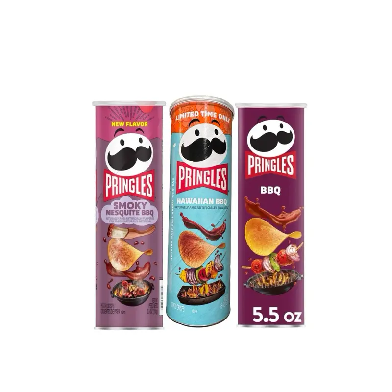 Pringles BBQ Flavor Bundle of 3- Smokey BBQ, Hawaiian BBQ, & Classic BBQ Flavors