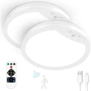 9" Battery Operated Ceiling Light, Motion Sensor Rechargeable Wireless LED Ceiling Light with Remote, Versatile Lighting Dimmable Indoor Overhead Lamp for Hallway, Living Room