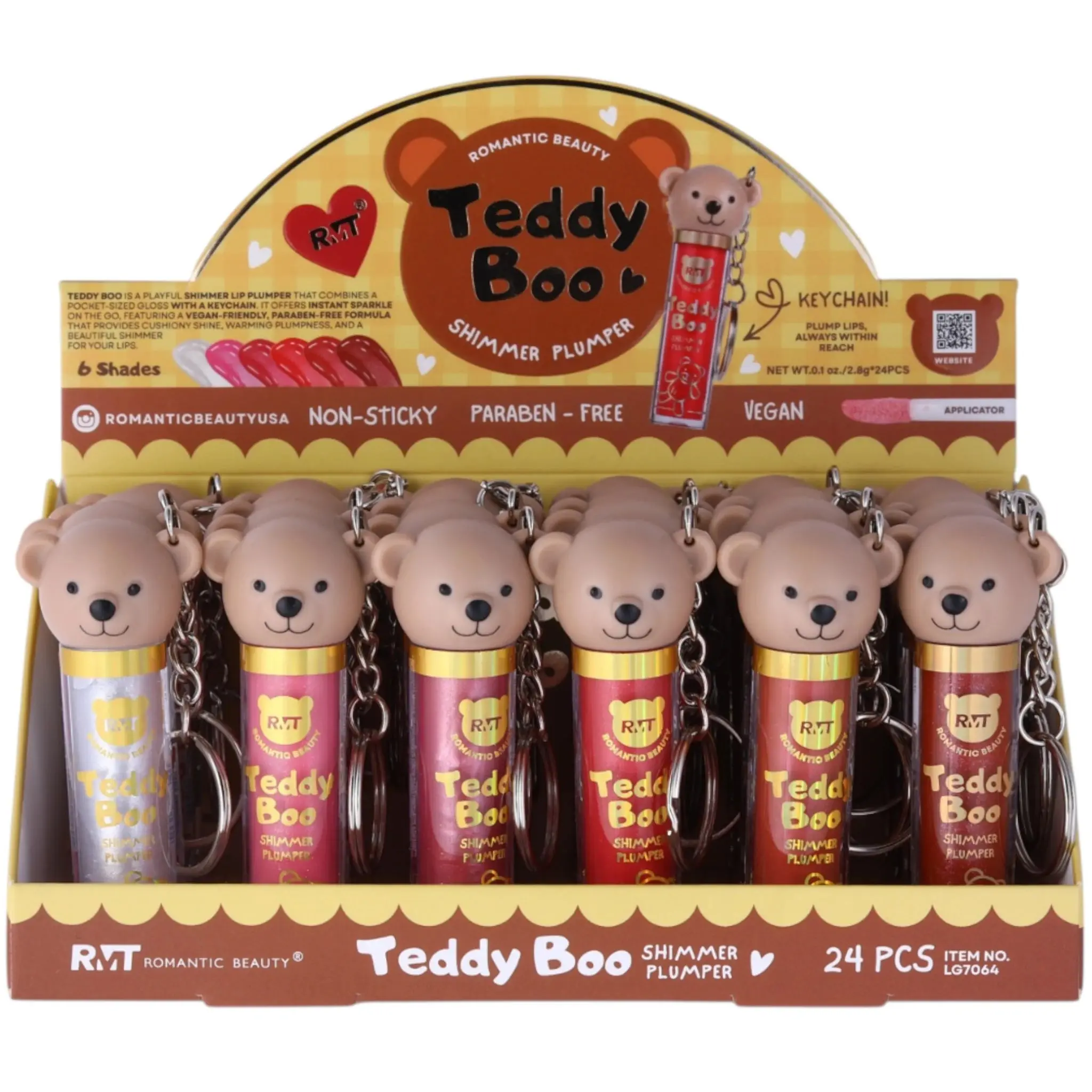 Brillo Efecto Voluminizador Teddy Boo Romantic Beauty - Venta al por Mayor Display 24 Unidades (LG7064)