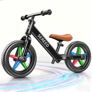 SEREED Balance Bike with Light-Up Wheels for Boys & Girls Ages 2-5, Pedal-Free Toddler Glider Bike Toy, Tool-Free Adjustment, Sticker-Customizable Panel, Perfect Birthday Gift for Toddlers