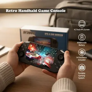 PlugAPlay Hub SF3000 Retro Handheld Game Console 4.5 Inch IPS Screen 3000mAh Battery 14 Emulators 20000+ Games Portable Gaming System for Boys Gift Compact Card Controller Protection
