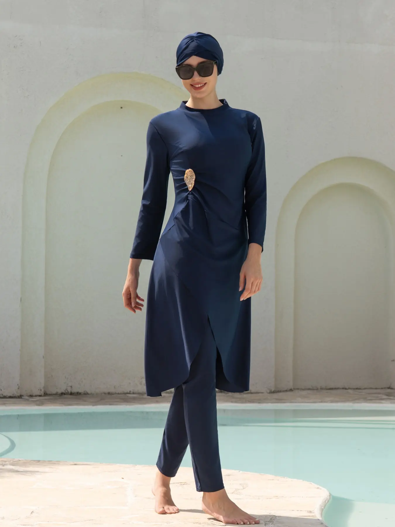 Women's Long Sleeve Swimwear Set, Plain Color Conservative Design, Middle Eastern Style Bikini Suit for Summer Beach Vacation, Modest Bathing Suits, Modest Swimsuits, Modest Swimming Wear