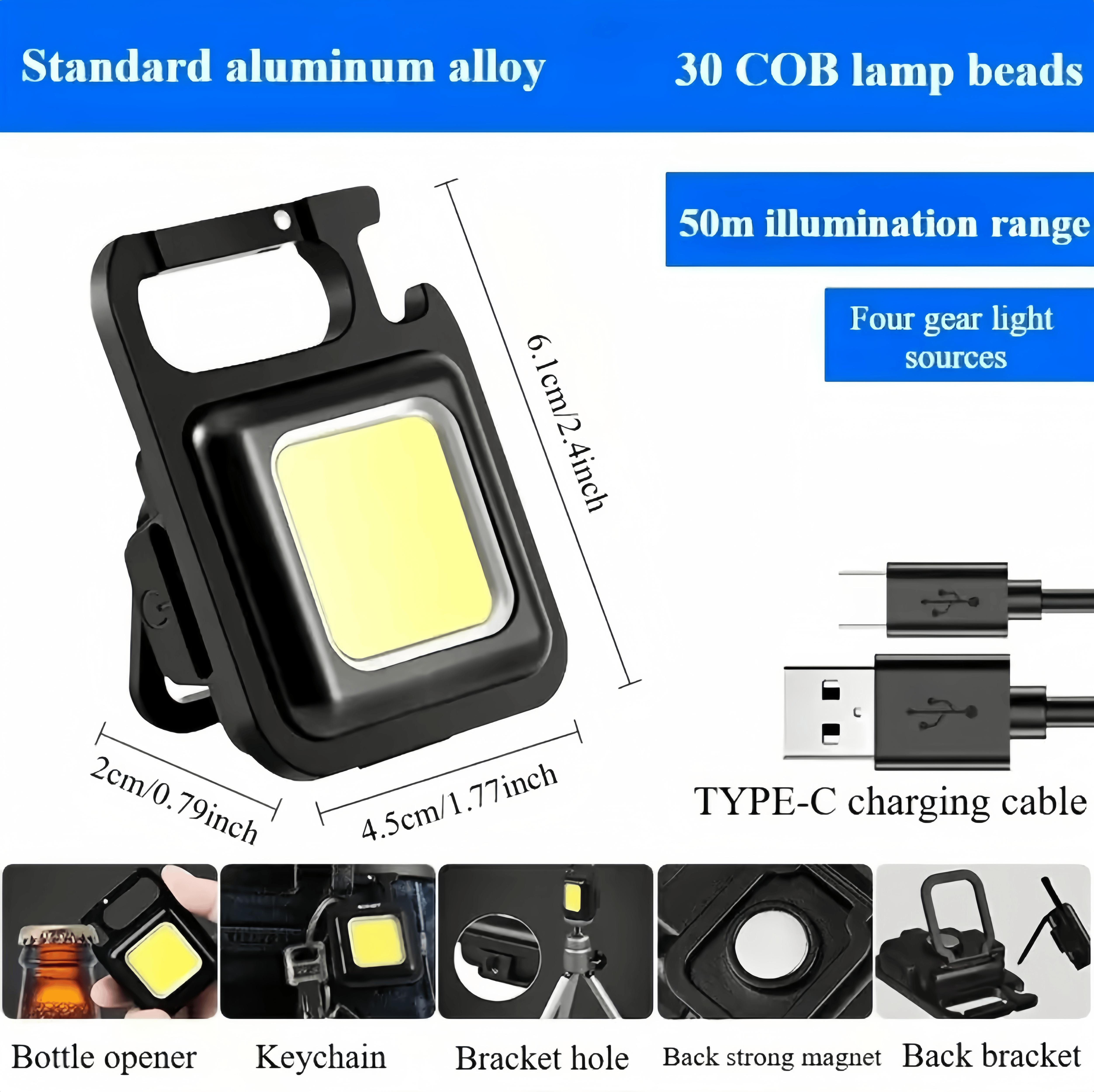 Keychain Work Light, White Rows Keychain Light,Portable Keychain Light,Rechargeable Flashlight, Folding Key Light for Walking and Camping powertools