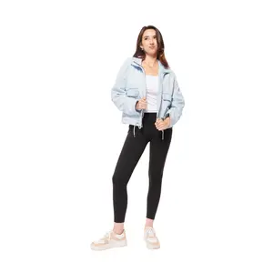 Risen Women's Oversized Cargo Pocket Denim Jacket