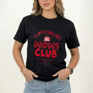 Caffeinated Moms Club T-Shirt, Funny Tired Moms Graphic Tee, Trendy Mama Life Shirt, Cute Mother’s Day Gift for Women