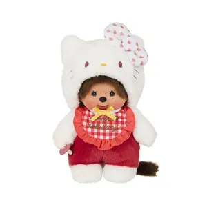 Monchhichi x Hello Kitty Monchhichi Dressed as Hello Kitty 7.87" Gingham Plush Toy