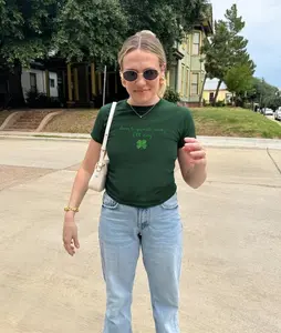 Cute Don't Pinch Me, St. Patrick's Day Baby Tee, Cute Funny St Paddys, Kiss Me Im Irish Y2K Style, Sorority Tee, Saint Patrick Parade, Fabric, Shortsleeve