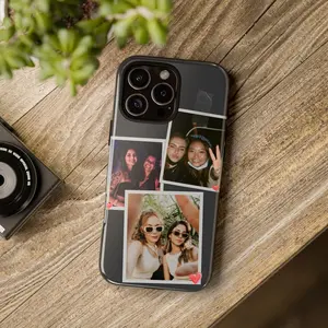 Personalized Custom Photo Phone Case, Vintage Polaroid Collage Cover, Nostalgic Picture Scrapbook Shell, Aesthetic Heart Graphic Case, Glossy Case For iPhone 17 Pro Max 16 Plus 15 14 13 Mini 12 11, Samsung Galaxy S25