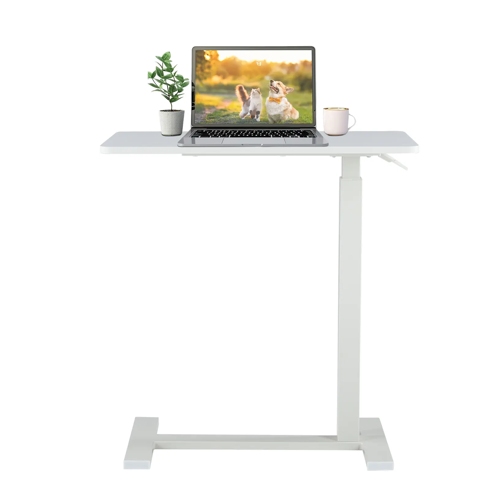 Furnest Indoor Furniture Table & Desks Overbed Bedside Table with Wheels, Adjustable Hospital & Home Use Bed Table, Rolling Laptop Table, Mobile Standing Desk