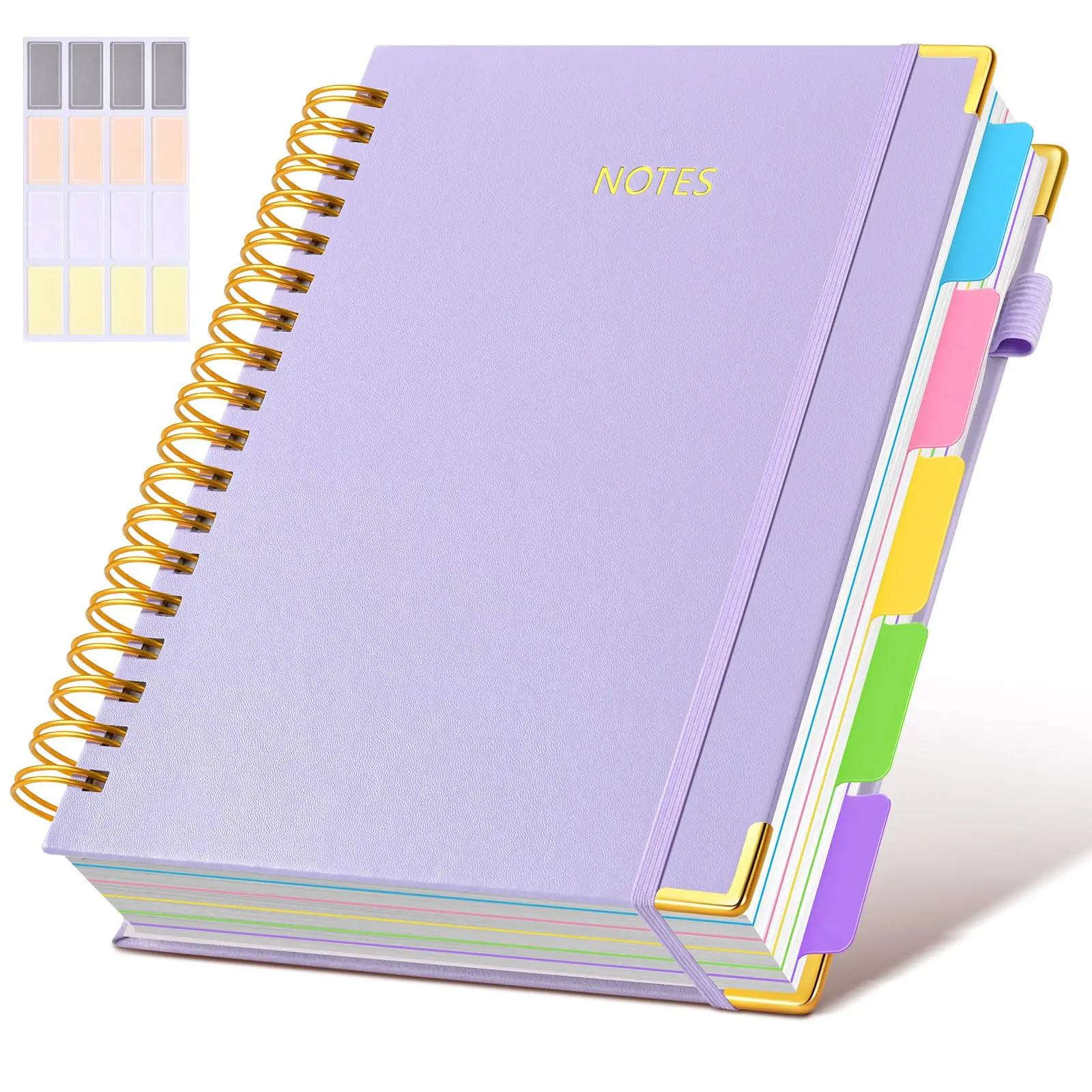 Leather Bound Journal 8"x10" B5 Leather Hardcover Spiral Notebook, 300 Pages College-Ruled with Removable Divider Tabs, 5-Subject Note Taking Supplies for School Work, Back to School Shopping Supplies, Office Accessories
