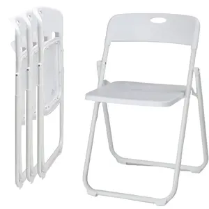 4/6 Pack White Folding Chair, Indoor Outdoor Portable Stackable Commercial Seat with Steel Frame 350lb. Capacity for Events Office Wedding Party Picnic Kitchen Dining