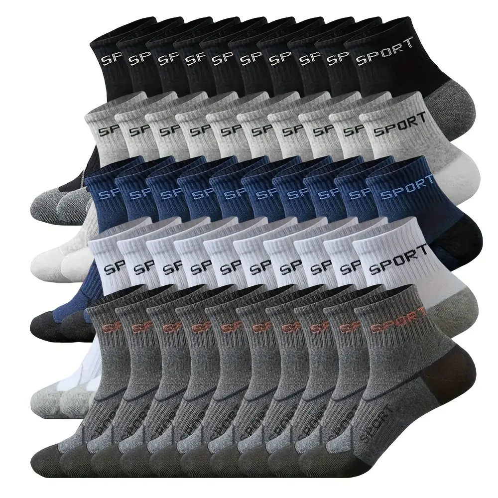 Women's Sporty Mid-Calf Running Socks - Solid Color Polyester Knit, 25-Pair Value Pack, Sporty Socks