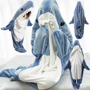 Original Cuddle Sharkie Super Soft Shark Blanket Hoodie Onesie for Adults & Kids Cozy Wearable Blanket Loungewear Pajamas Comfort Homewear Slip Nightwear Oversized Womenswear Long Sleeve Blue Basic Minimalist