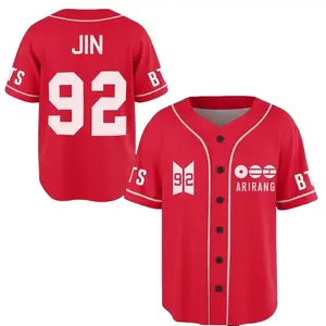 Full Print Bangtan Baseball Jersey Jersey, Vintage JIN 92 Jersey Shirt for Men & Women, Baseball Jersey for Men and Women, Baseball Jersey Style