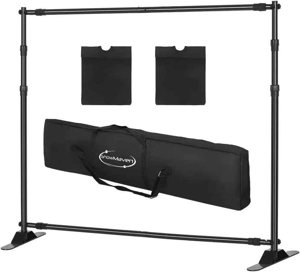 VINGLI Backdrop Stand, Heavy Duty Banner Stand Adjustable Trade Show Display Stand Step and Repeat Stand for Parties and Photography (10 x 8ft)