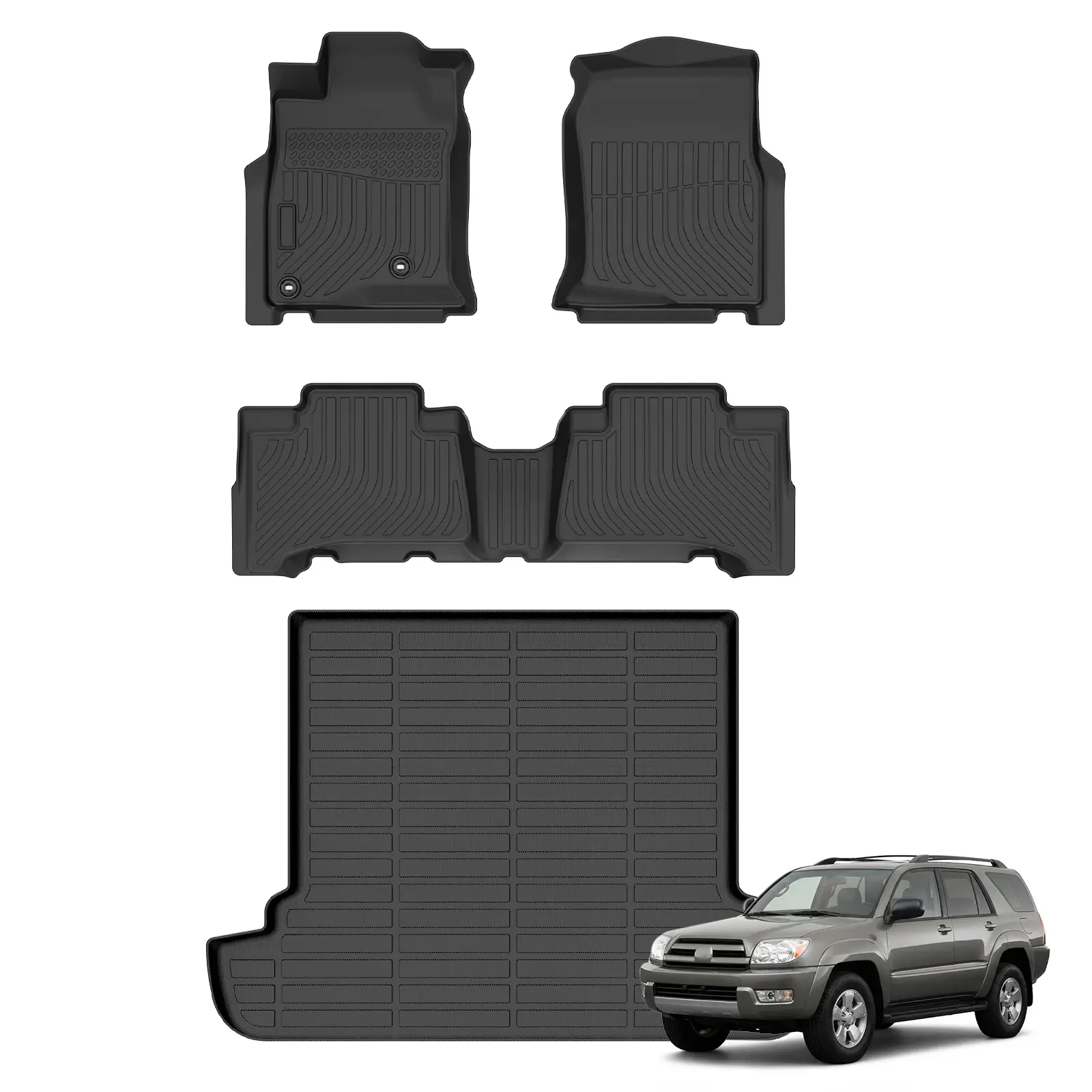 COLANAT for Toyota 4Runner 2003-2009, 2025 Floor Mats & Cargo Liner Set Car Owners, Fits 5-Seater Models (No Shelf, Not for Double Decker/3rd Row), High-Wall Waterproof, Heavy Duty, Non-Slip, Eco-Friendly Odorless, Easy Clean Black