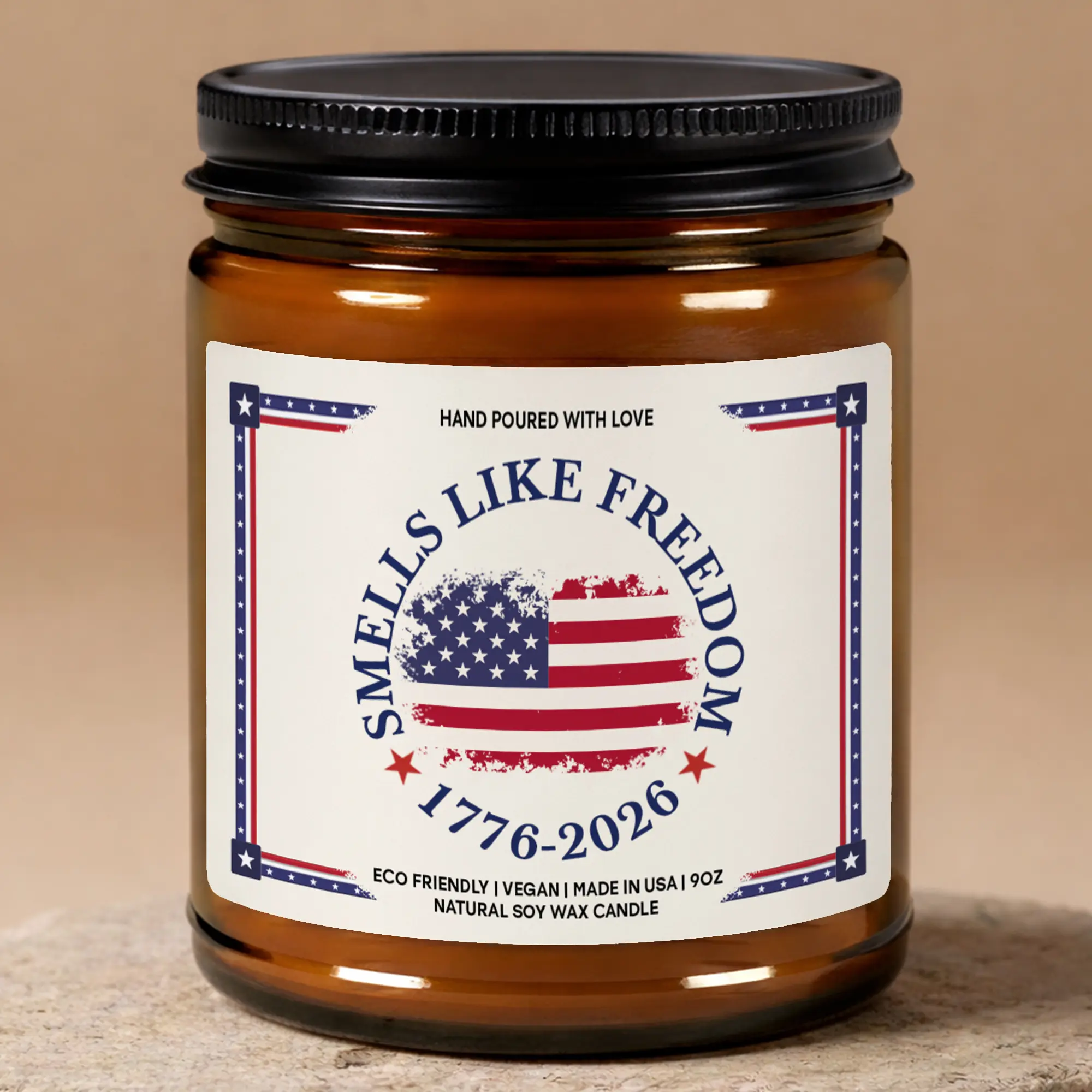 MAKEAGIFT Smells Like Freedom Candle, Patriotic Candles, 250th USA Gift, Independence Day Candle, 1776-2026 Anniversary Gifts
