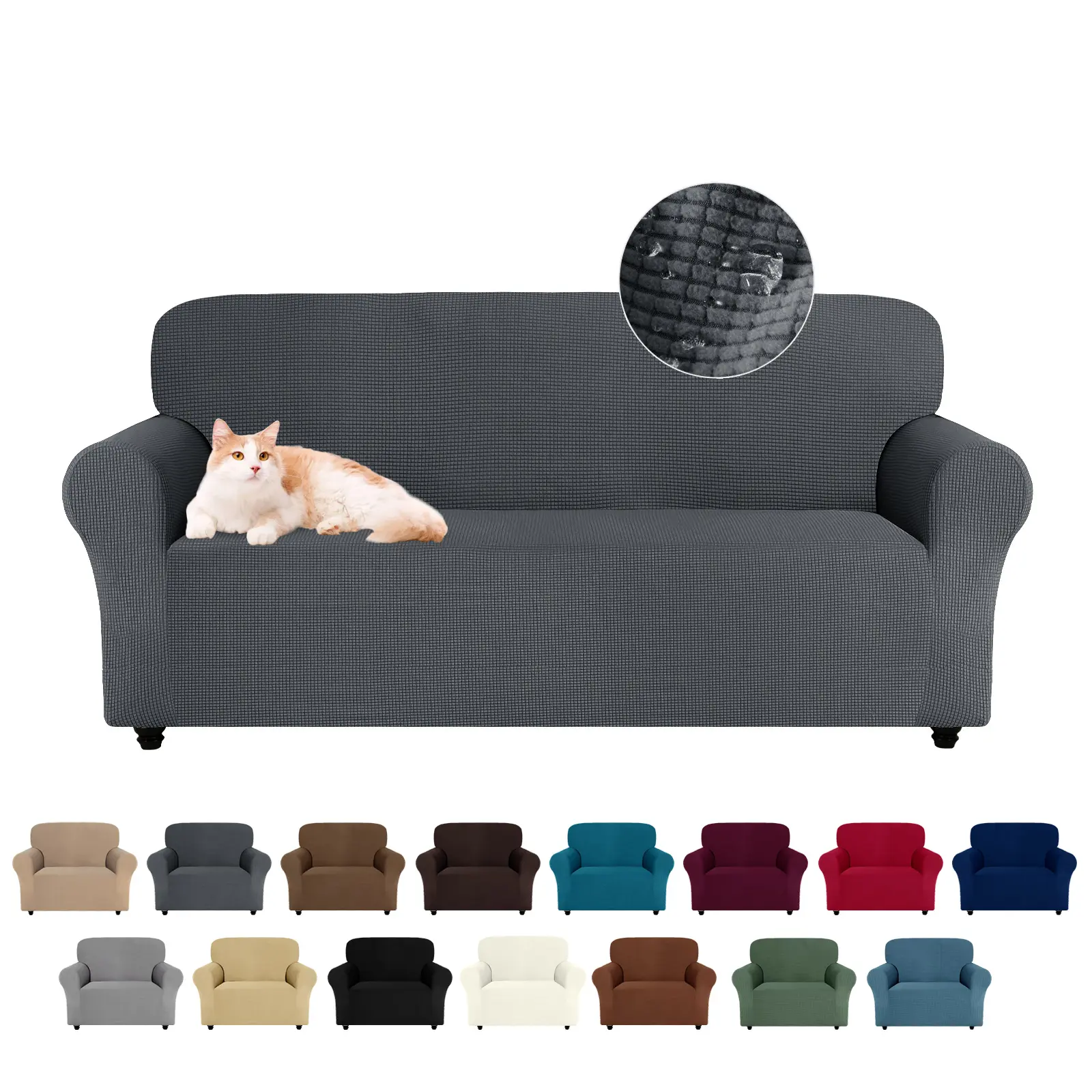 Easy-Going Waterproof Couch Cover, Dual Sofa Stretch Jacquard Slipcover, Leakproof Furniture Protector for Kids, Pets, Dog and Cat,back to school,dorm essentials,home decor,home essentials