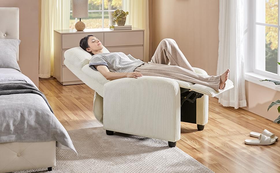 Yaheetech Recliner Chair Adjustable Recliner Sofa with Lumbar Support Modern Upholstered Reclining Chair for Living Room Bedroom Home Theater, PU Leather/Fabric