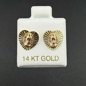 14k gold Virgin Mary earrings
