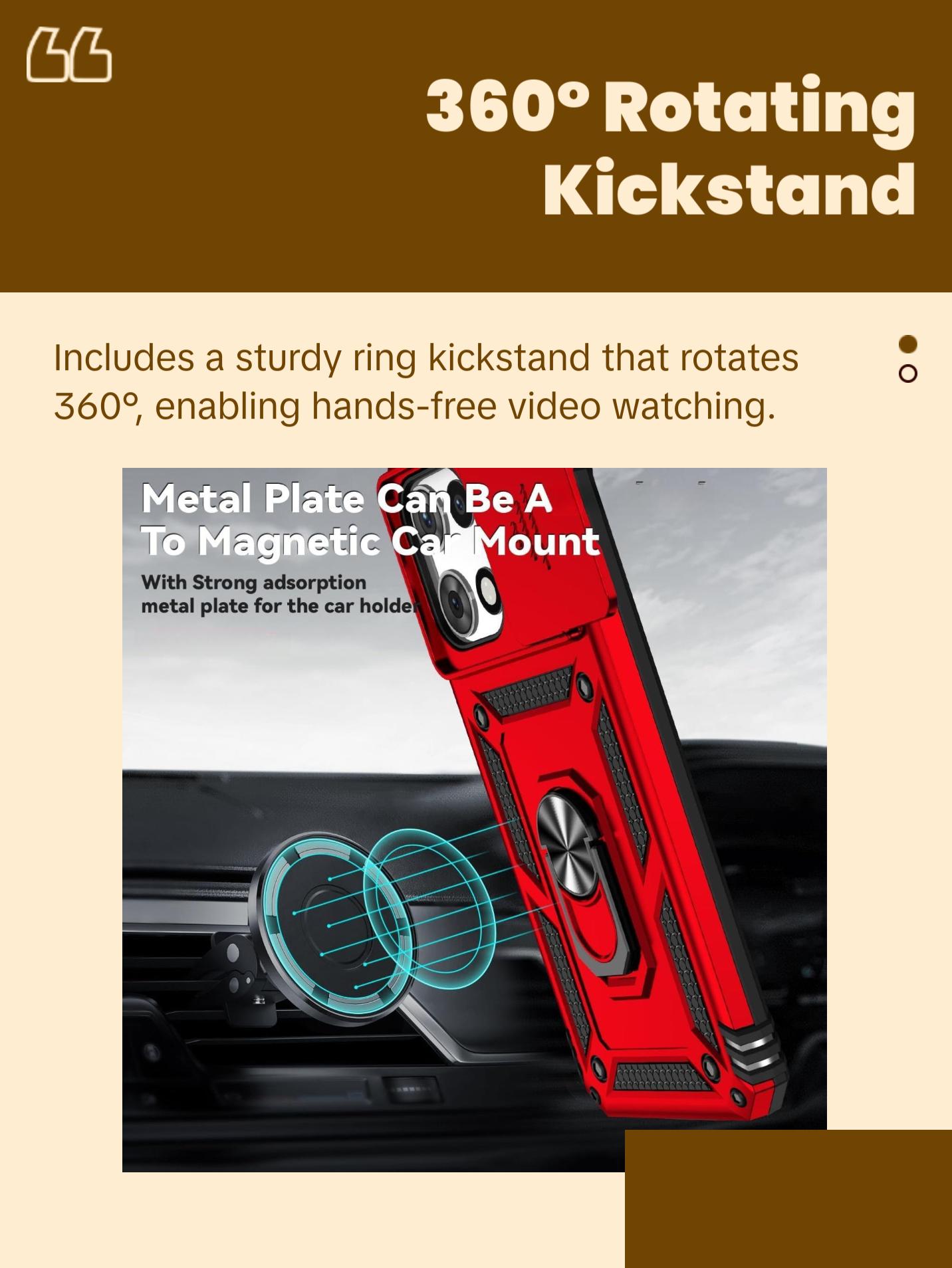 Moto G 5G 2025 Case with HD Screen Protector & Slide Camera Cover & Kickstand, [Military-Grade] Phone Case (Red, for Moto G 5G 2025) Metal Smartphone