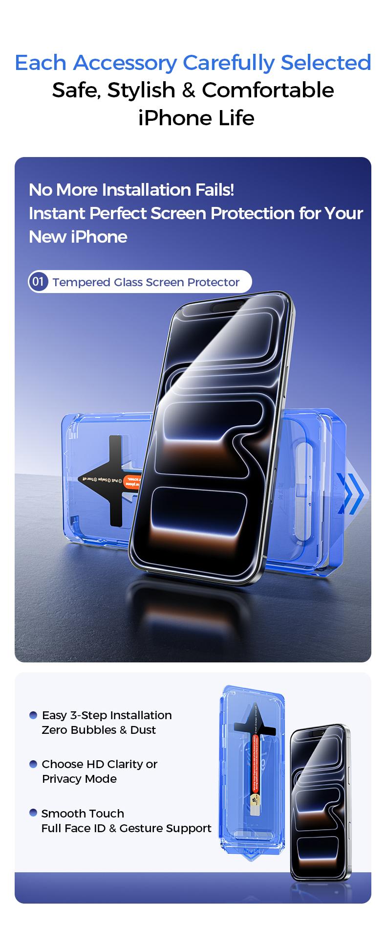 MAGIC JOHN Accessory Gift Set for iPhone 17/Air/Pro/Pro Max — Includes HD & Privacy Screen Protector, Camera Cover Stand Case, and 45W Fast Charger