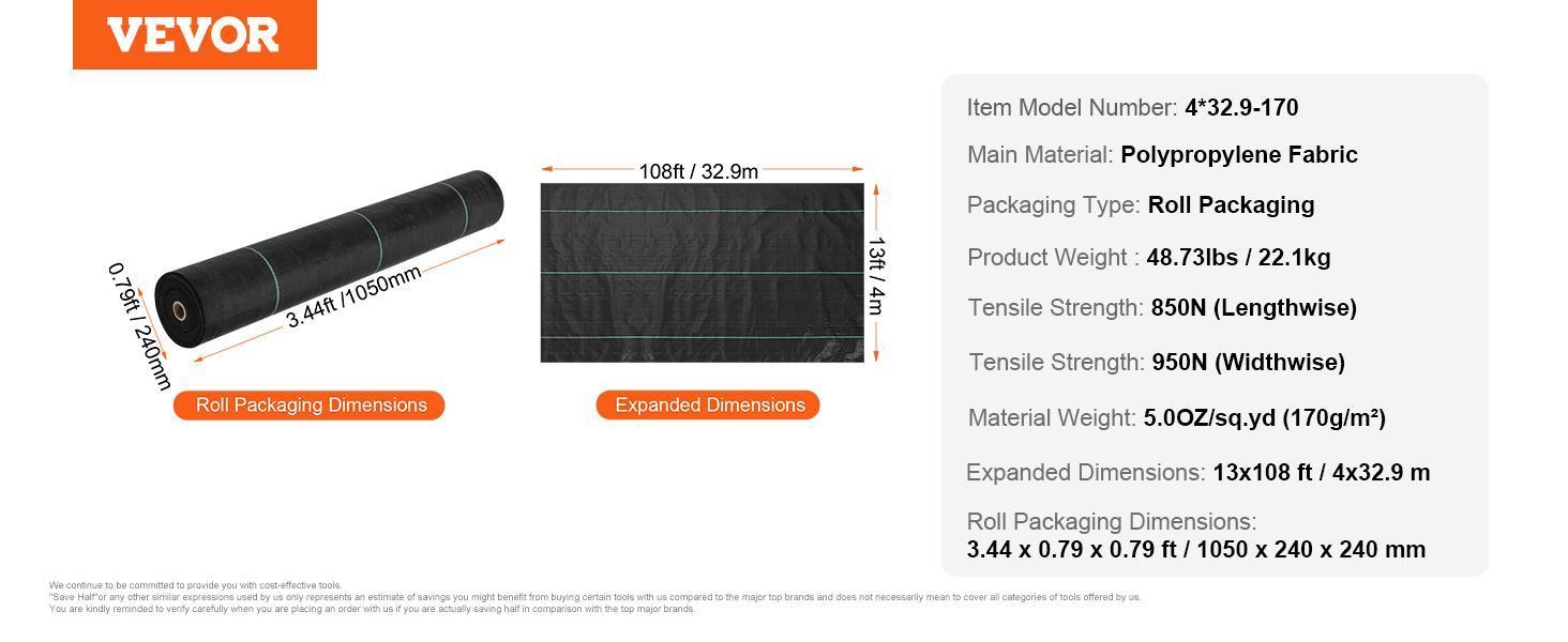 【Backtoschool】VEVOR Premium Heavy Duty Weed Barrier Landscape Fabric, Max 5.8 OZ Woven Geotextile Fabric Under Gravel, High Permeability for Weed Blocker Weed Mat, Driveway Fabric, Weed Control Garden Cloth 【Backtoschool】VEVOR Premium Heavy Duty Weed Barrier Landscape Fabric, Max 5.8 OZ Woven Geotextile Fabric Under Gravel, High Permeability for Weed Blocker Weed Mat, Driveway Fabric, Weed Control Garden Cloth