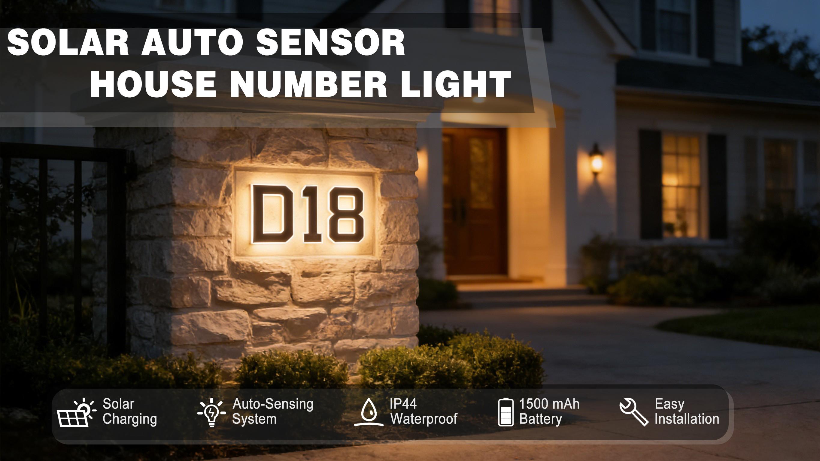 ISUNMEA Solar Lighted House Numbers 9 Inch Waterproof LED Address Signs for Outside Modern House Numbers with Large Personalization Options,Decorate your door number, DIY personalisation.Modern Farmhouse Illuminated Sign Light Two Size Options