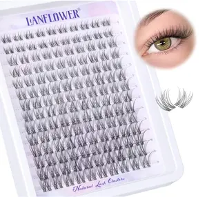 Natural Lash Clusters Clear Band Eyelash Clusters Wispy Individual Lashes C Curved Cluster Eyelash Extensions Invisible Band Cluster Lashes by Lanflower