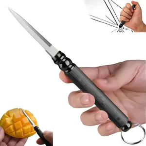 Portable Utility Knife Keychain, Stainless Steel EDC Pocket Knife Keychain, Multi-Function Mini Knife Tool for Unboxing, Fruit Peeling & Outdoor Use
