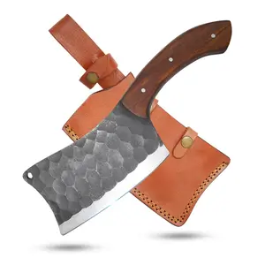 Wild Turkey Handmade Butcher Cleaver Knife 13-inch Meat Chopper 1075 High Carbon Steel Kitchen Knife, For Meat Vegetables Bones