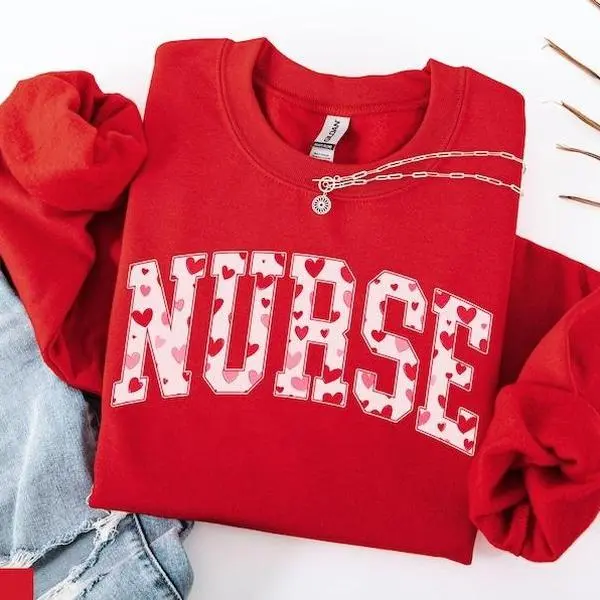 Gildan Nurse Valentine Sweatshirt, RN Valentine Crewneck, Cute Nursing Love Sweater, Valentine Gift for Nurses, Trendy Healthcare Worker Gift