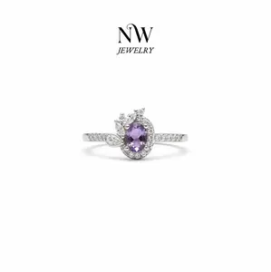 Secret Garden Amethyst Ring Natural Amethyst Ring with Zirconia Accents Adjustable Band Original Design