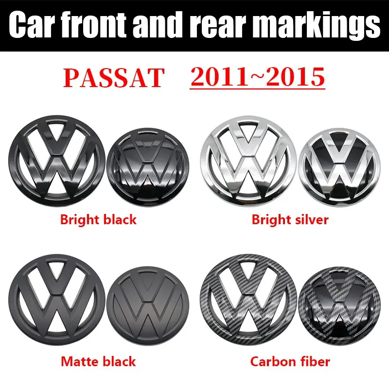 Volkswagen Passat Front & Rear Emblem Badge | ABS Clip-On Replacement Logo, Finish Options Gloss Black / Silver / Matte / Carbon Style for Passat 2011–2015 Automotive Vehicle Accessory Automotive Accessories