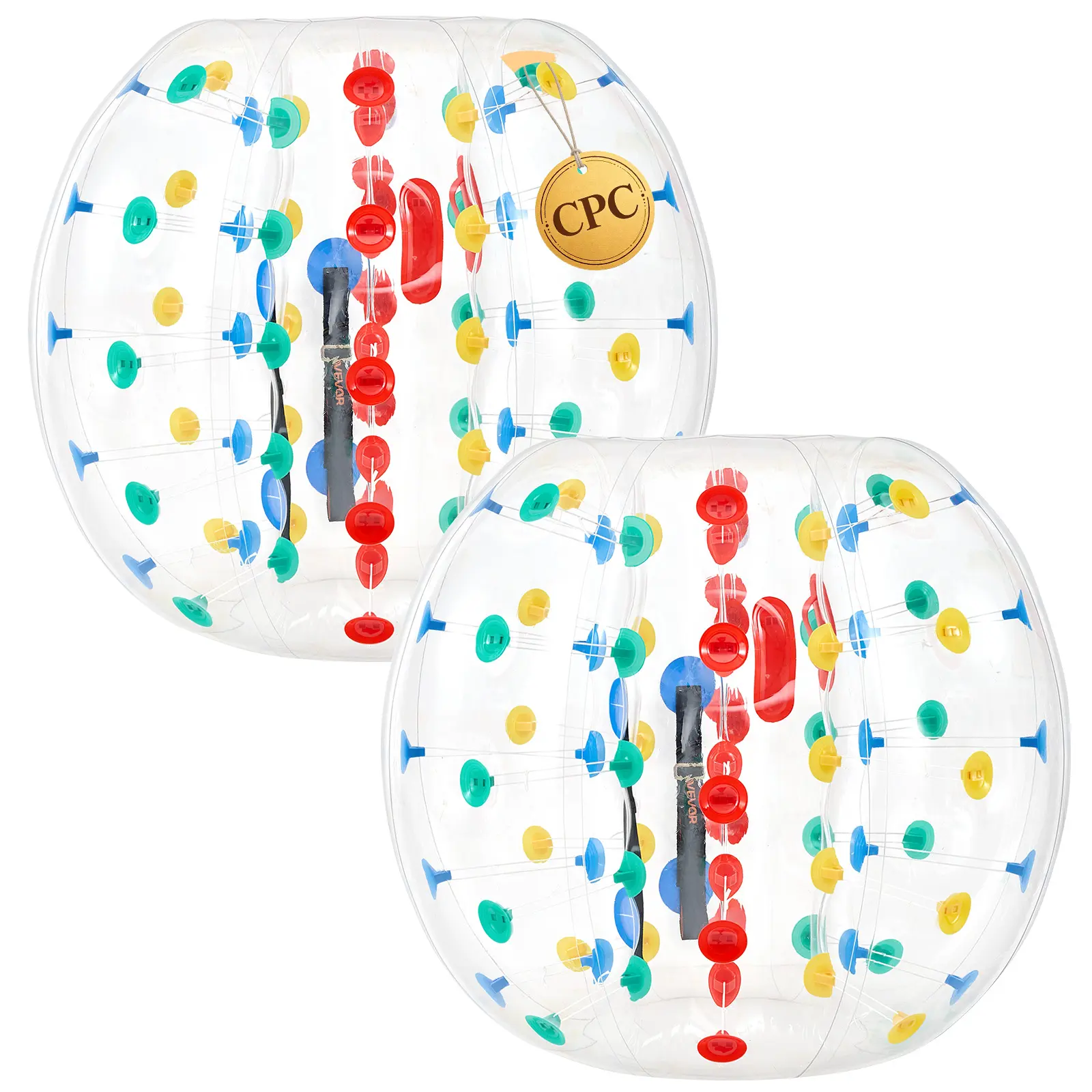 VEVOR 2-Pack 4FT Unisex Transparent Thick PVC Inflatable Bumper Balls, Human Bubble Sumo Hamster Balls with Handles for Teens Above 6, Backyard Outdoor Team Gameplay,familyfun