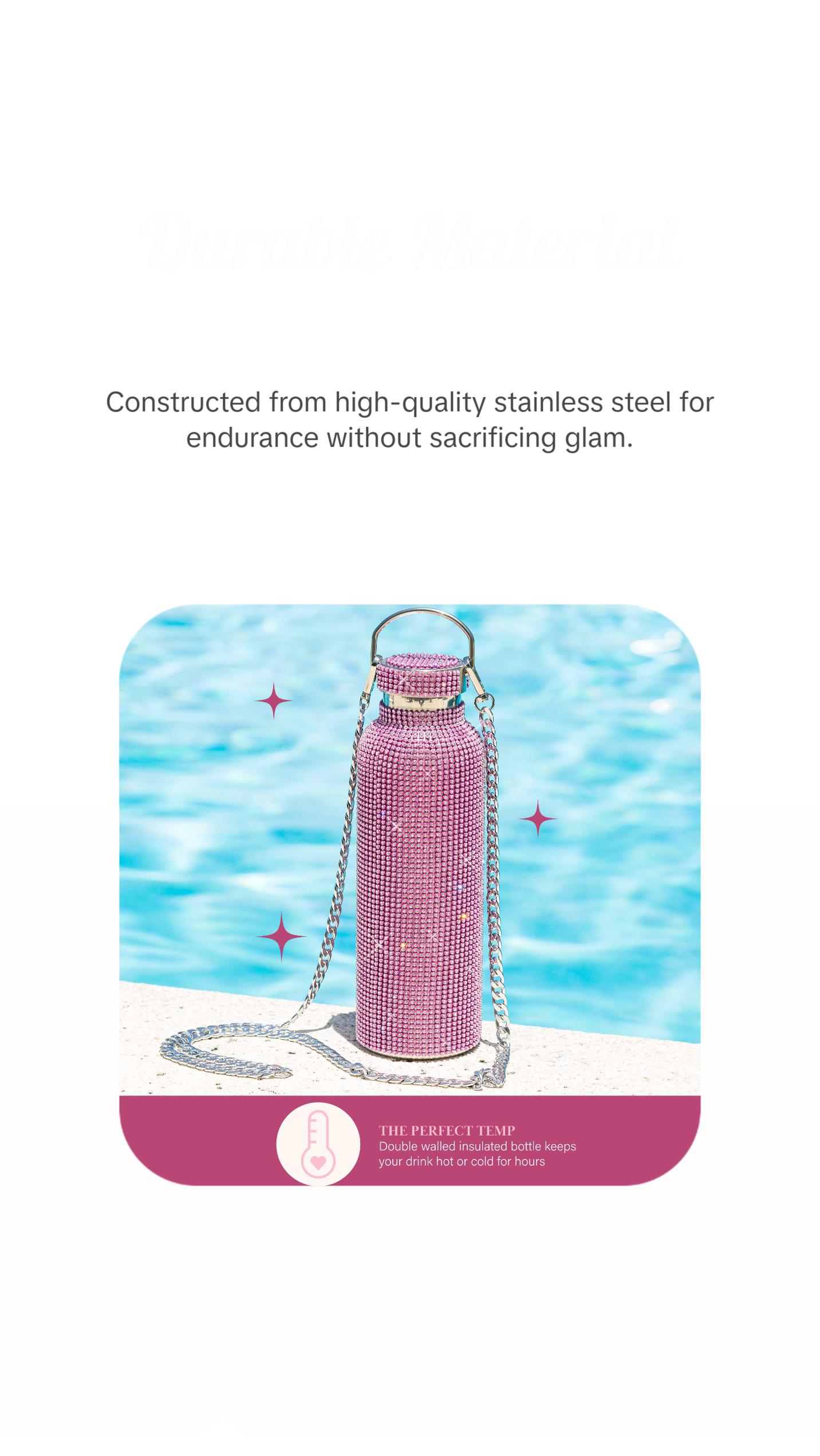 Paris Hilton Diamond Bling Water Bottle, Stainless Steel with Removable Strap, Vacuum Insulated and Covered in 5,000+ Rhinestones Paris Hilton Diamond Bling Water Bottle, Stainless Steel with Removable Strap, Vacuum Insulated and Covered in 5,000+ Rhinestones