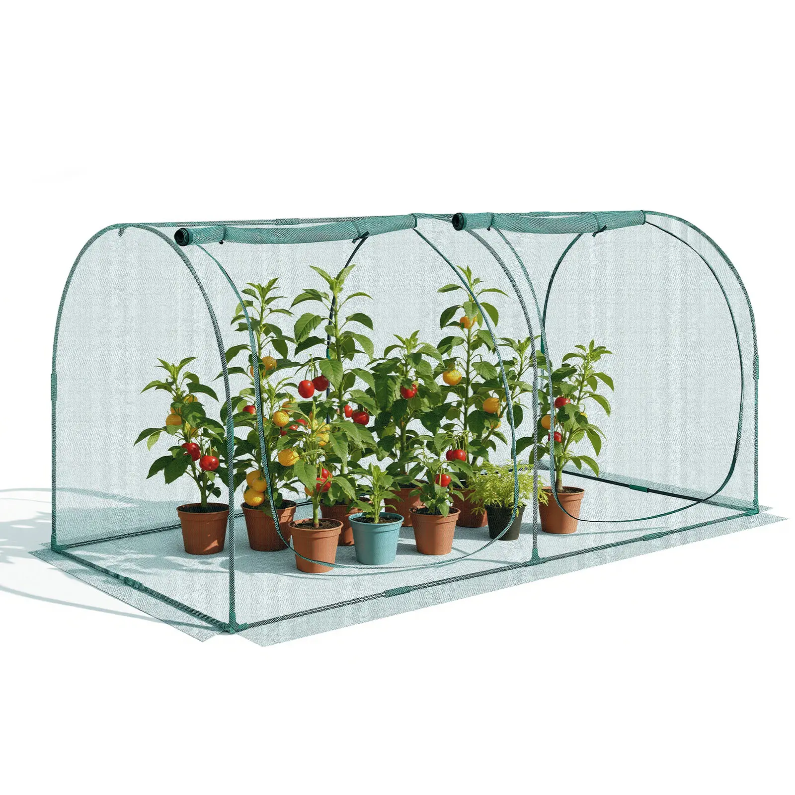 【Summerfinds】Heavy Duty Greenhouse 8.1x3.9x3.9 ft Tall Crop Cage, Wind-Resistant Plant Protection Tent with Steel Tube Frame, Zippered Door, Tear-Resist Mesh, 97.99" Wide Space, Animal Proof, Assembly Required for Garden Raised Beds, Portable, Stable, Por
