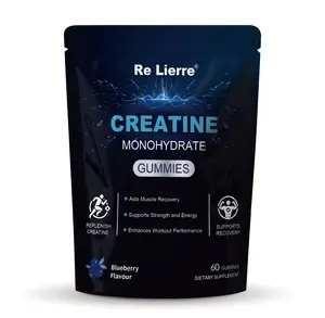 BORUNJK Re Lierre Creatine Monohydrate Gummies - Blueberry Flavour, 60 Gummies for Muscle Recovery & Strength Enhancement