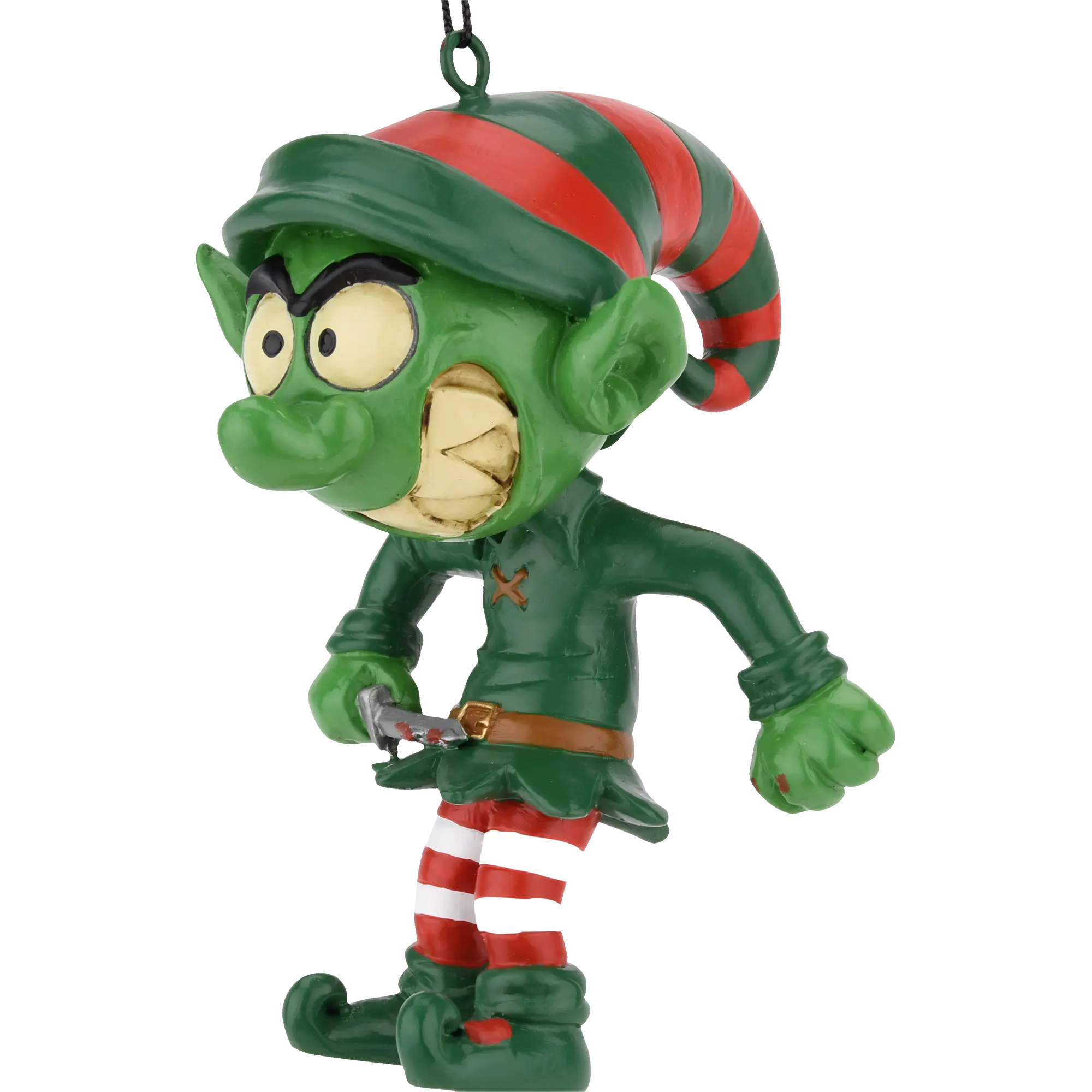 Tree Buddees Evil Elf Ornament for Halloween & Christmas Hand-Painted Resin decoration, 3.5 x 3 Inches, Elf Lover Gift Idea, Spooky Scary Design indoor home decor props