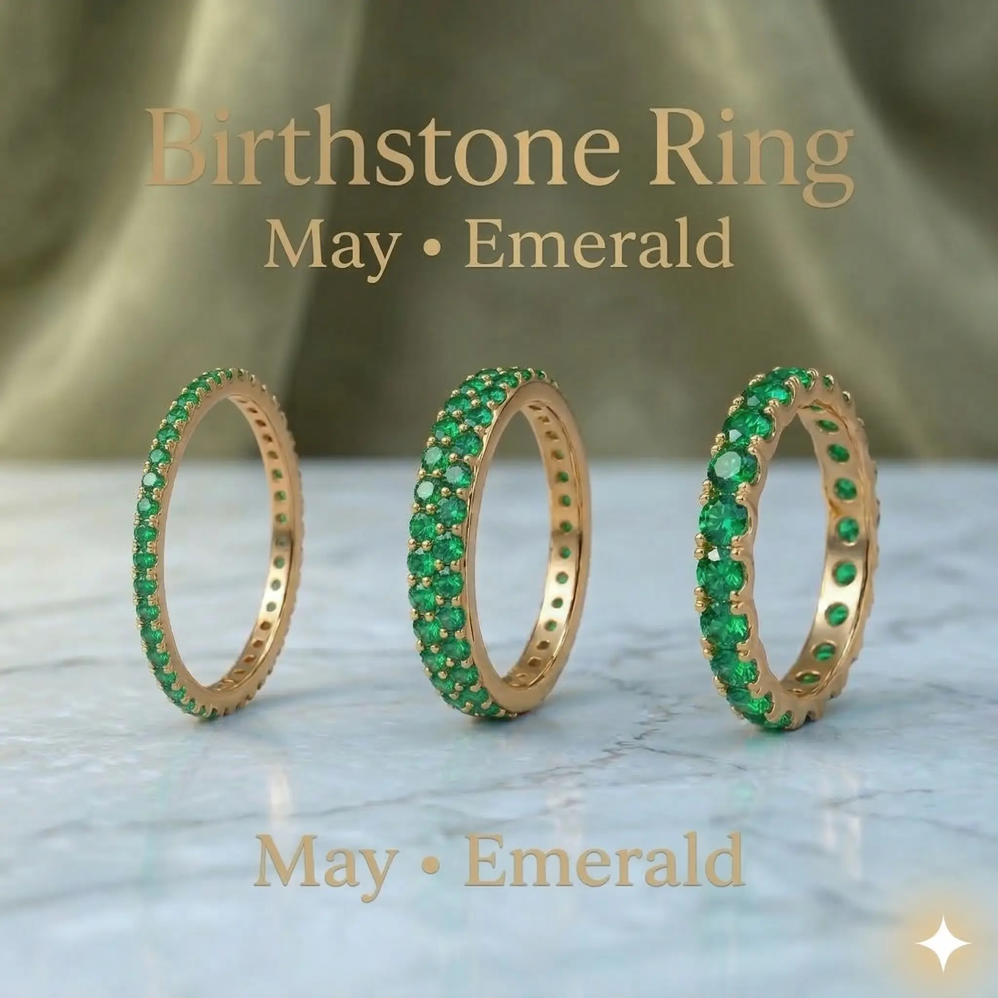 Gold-Toned Solitaire Emerald Ring for Women, Vibrant Green May Birthstone, Elegant Birthday Gift Jewelry, Emeralds