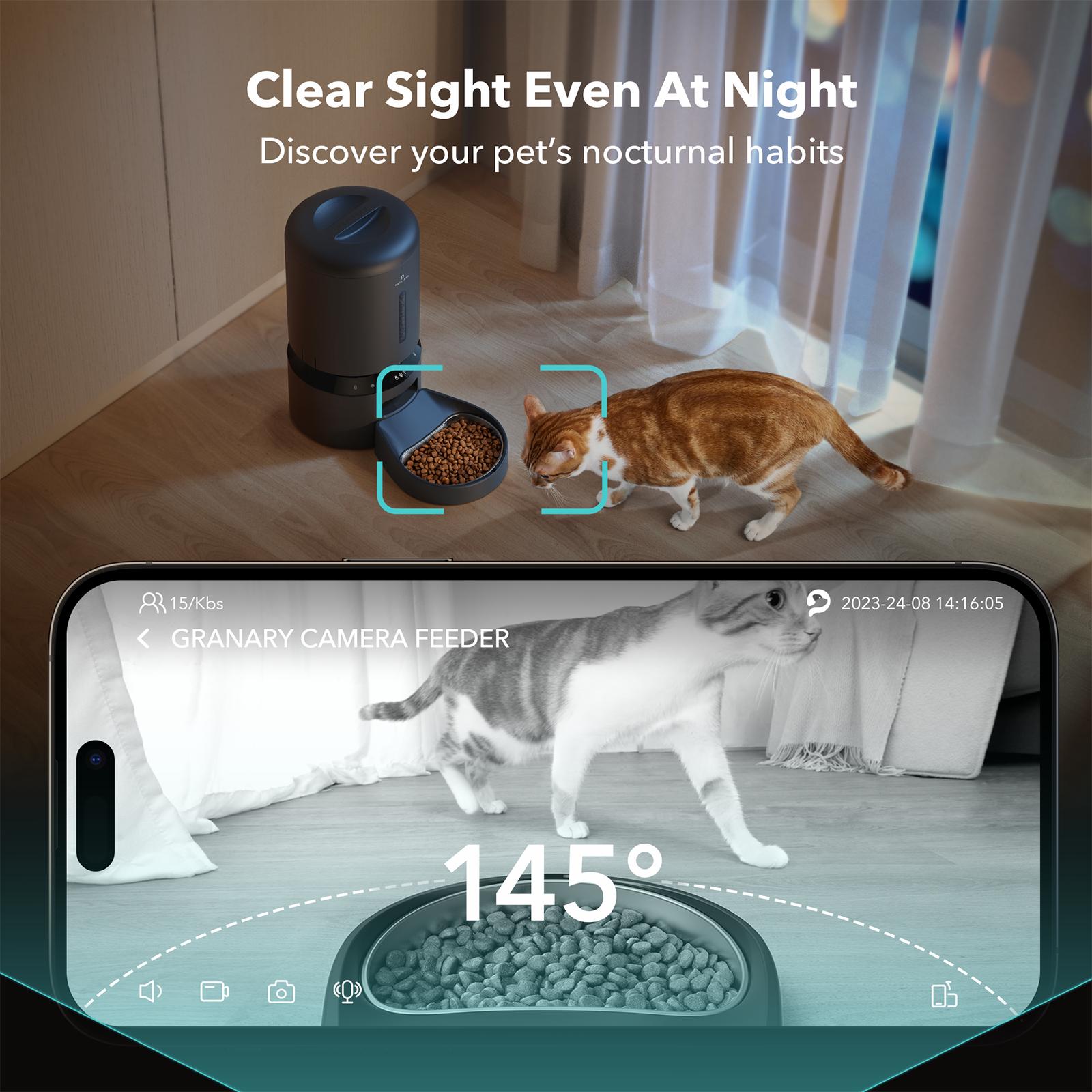 PETLIBRO Automatic Cat Feeder with Camera,1080P HD video, night vision, 5G Wi-Fi, 2-way audio, food sensor,motion alerts for pets