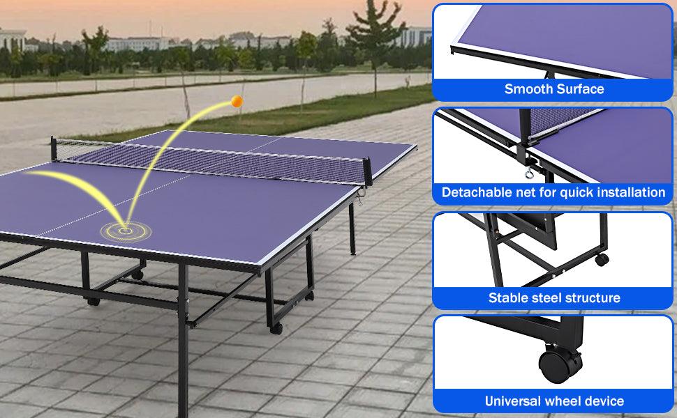 【GARVEE】Professional Outdoor Table Tennis Tables,6x3FT Indoor/Outdoor Portable Ping Pong Table Game with Net for Adults/Teens,2 Table Tennis Paddles and 3 Balls