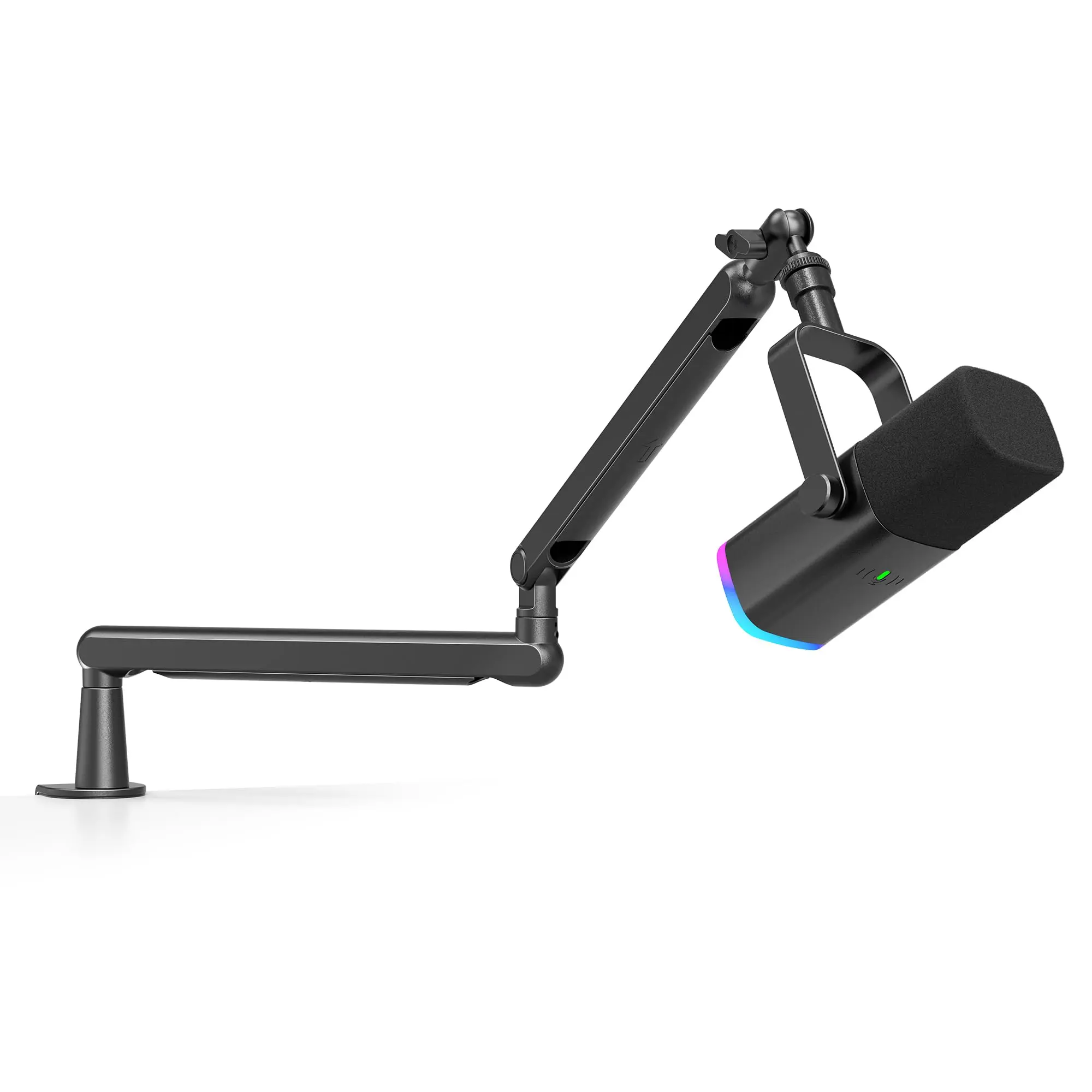 fifine AM8 XLR/USB Dynamic Gaming Microphone & Low Profile Boom Arm Bundle - Father's Day Gifts, Tools & Gadgets for PC Gamers, Content Creators, with Mute Button, RGB Lighting, Desktop Stand, Screw Adapter for Streaming