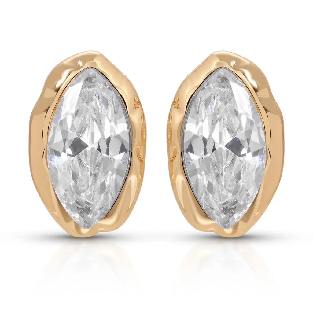 Ettika Crystal Luxe Mini Studs for Women, Mini Gold Studs Clear & Emerald 18K Gold Plated CZ Dainty Earrings