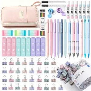 FourCandies 76PCS Aesthetic School Supplies, Mechanical Pencils 0.5mm, 0.7mm, 0.9mm & 2.0mm with 624PCS Lead Refills, Cute Mechanical pencil for Exam Writing&Drawing,girly office supplies,Back to School Must Have fun desk supplies Stationery Set