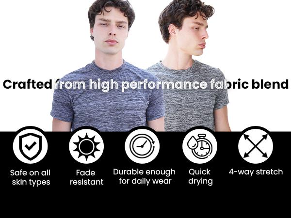 [5 Pack] Men’s Workout Short Sleeve Dry Fit T Shirts Raglan Crewneck Quick Dry Active Athletic Moisture Wicking Breathable Casual Clothes Back to School Round Neck Jersey Tee Tops for Running Exercise Gym Football Sports Hiking Fishing Outdoor Activities