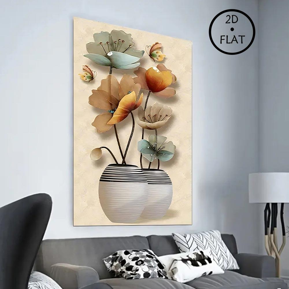 2D Flat 1pcs Framed Wood Canvas , Elegant Floral Wall Art, Home Decor, Wall Decor, Living Room, Bedroom, Office Decor, Room Decor, Mural Decor, Perfect for Room Decor