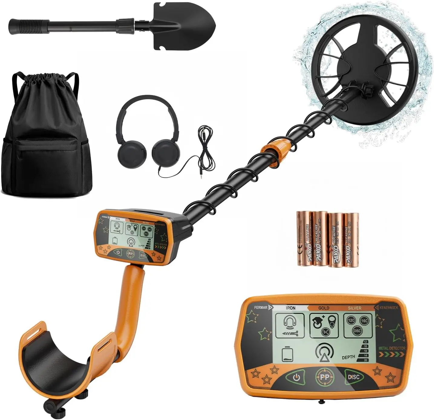 Waterproof Metal Detectors for Adults & Kids, All Metal & Disc Modes for Gold Detector with High Accuracy 8"/11" Search Coil