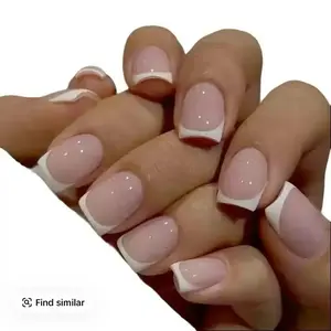 24Pcs/Set False Nail White French Fake Nail Tips Full Cover Acrylic False Nails  Decoration For Nail Tip Beauty Manicure Nail Art Nail Care Nail Polish Polish Cutics Cosmetic Salon