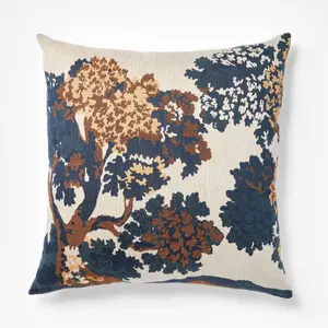 Cream-Navy-Olive Jacquard Tree Pillow 24x24 - Threshold designed with Studio McGee